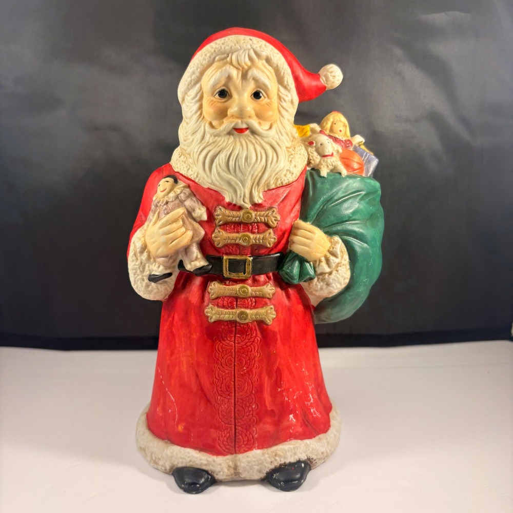 Vintage 1992 Brinn's Santa Figurine 8" Wind Up Rotating Christmas Decor NOTE